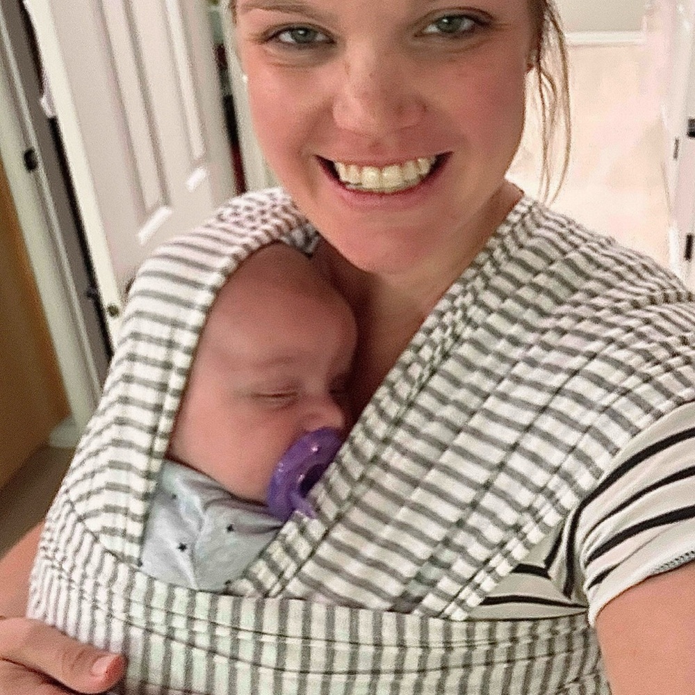 Gray and White Striped Solly Baby Wrap